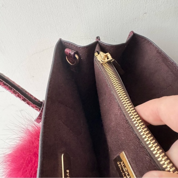 Michael Kors | Red Large Mercer Genuine Snakeskin Tote Bag - Picture 11 of 15